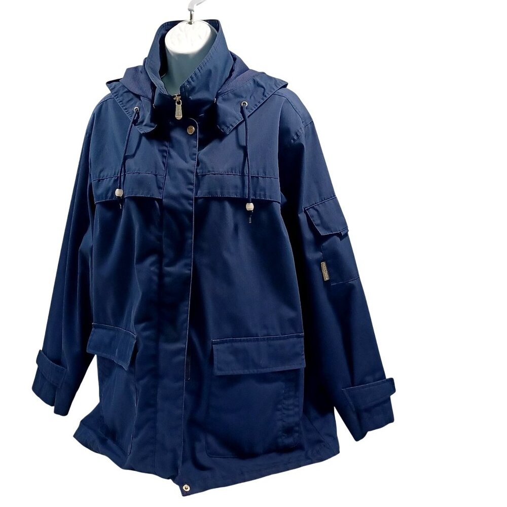 Pacific Trails Blue Hooded Chore Utility Jacket Cabincore Outdoor Womens Large